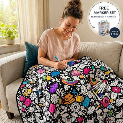 CuddleArt Coloring Blanket with free marker set